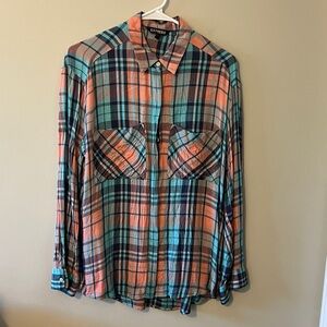 Express Women's Multicolor Plaid Button-Down Shirt